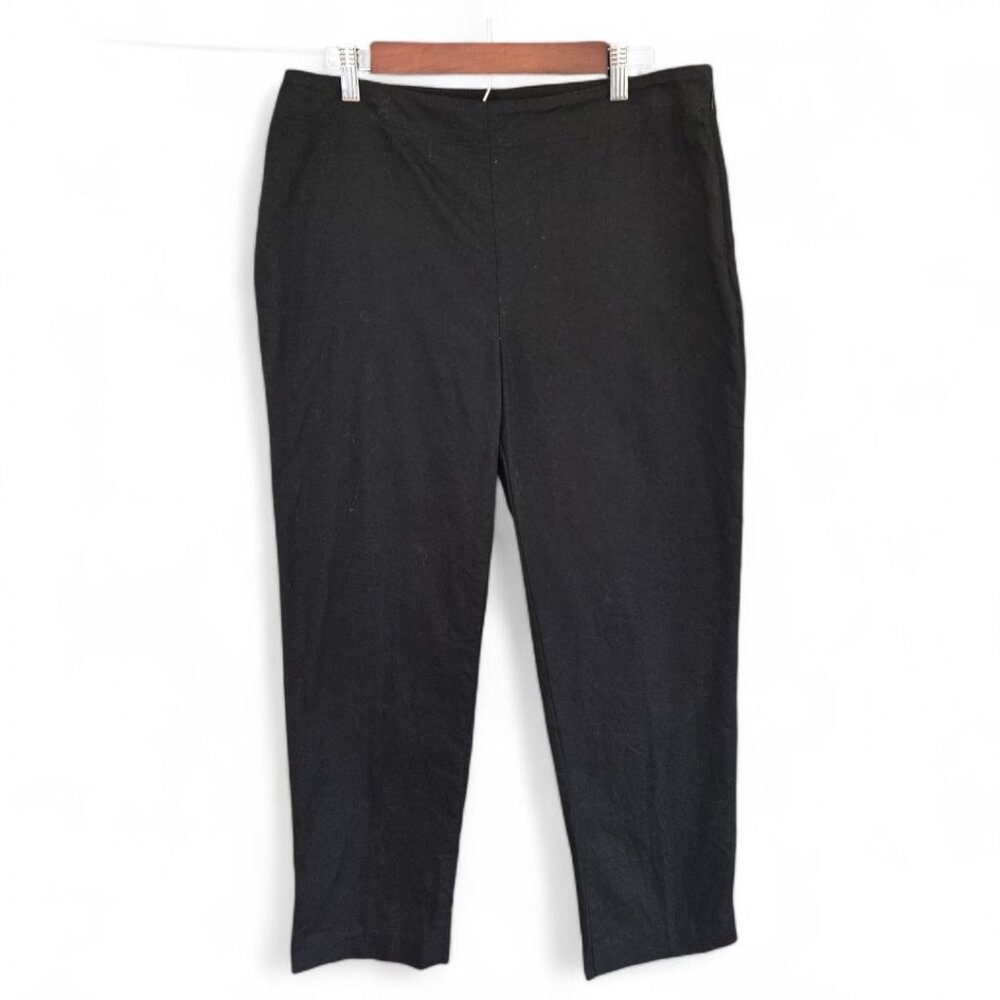 Talbots Classic Side Zip Black Cropped Pants Size 10 Cotton Blend Womens Office